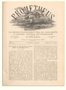 Prometheus : Illustrirte Wochenschrift &uuml;ber die Fortschritte in Gewerbe, Industrie und Wissenschaft. 6. Jahrgang, 1895, Nr 274