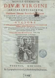 Monile Gemmeum Divae Virgini Deiparenti Sacrum [...]