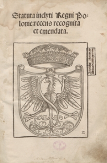 Statuta inclyti Regni Poloni[a]e recens recognita emendata