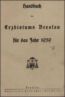 Handbuch des Erzbistums Breslau für das Jahr 1939