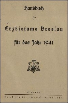 Handbuch des Erzbistums Breslau f&uuml;r das Jahr 1941