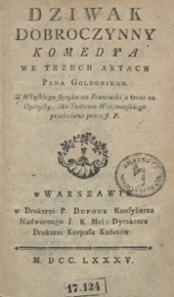 Teatr Polski Czyli Zbior Komedyi Dram Y Tragedyi, z naysławnieyszych autorow Francuzkich tłómaczonych, i przez aktorów Polskich na Teatrze Warszawskim granych. T. 23