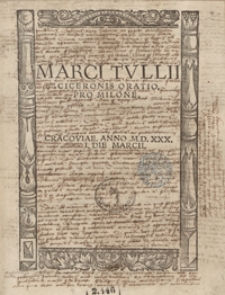 Marci Tullii Ciceronis Oratio Pro Milone