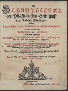 Die Gesantschaft der Ost-Indischen Geselschaft in den Vereinigten Niederländern, an den Tartarischen Cham, und nunmehr auch Sinischen Keiser […]