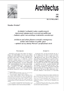 Architekci i urbaniści wobec współczesnych interwencji artystycznych w przestrzeni publicznej - badanie opinii warszawskiego środowiska zawodowego