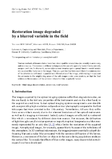 Restoration image degraded by a blurred variable in the field