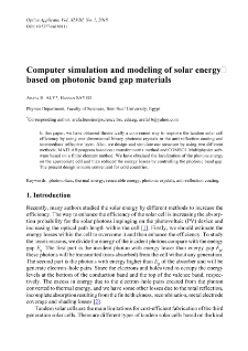 Computer simulation and modeling of solar energy based on photonic band gap materials