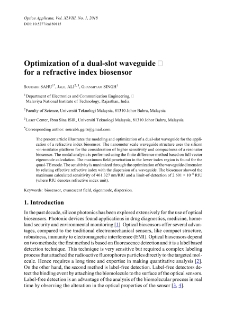 Optimization of a dual-slot waveguide for a refractive index biosensor