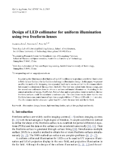 Design of LED collimator for uniform illumination using two freeform lenses