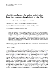 Ultrahigh nonlinear polarization maintaining dispersion compensating photonic crystal fiber