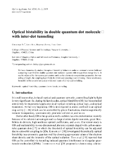 Optical bistability in double quantum dot molecule with inter-dot tunneling