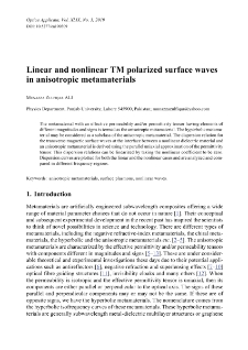 Linear and nonlinear ΤM polarized surface waves in anisotropic metamaterials