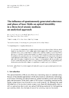 The influence of spontaneously generated coherence and phase of laser fields on optical bistability in a three-level atomic medium: an analytical approach