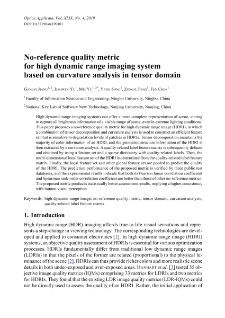 No-reference quality metric for high dynamic range imaging system based on curvature analysis in tensor domain