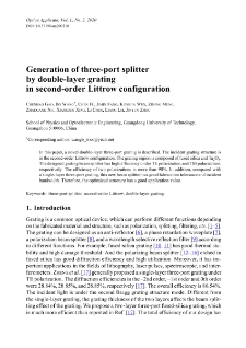 Generation of three-port splitter by double-layer grating in second-order Littrow configuration