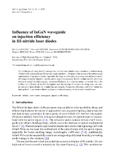 Influence of InGaN waveguide on injection efficiency in III-nitride laser diodes