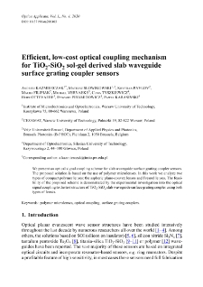 Efficient, low-cost optical coupling mechanism for TiO2-SiO2 sol-gel derived slab waveguide surface grating coupler sensors