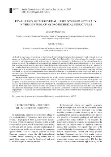 Evaluation of terrestrial laser scanner accuracy in the control of hydrotechnical structures