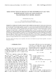 Edge detection on images of pseudoimpedance section supported by context and adaptive transformation model images