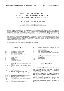 Behaviour of cohesive soil subjected to low-frequency cyclic loading in strain-controlled tests