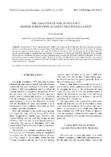 The analysis of soil resistance during screw displacement pile installation