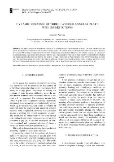 Dynamic response of three-layered annular plate with imperfections