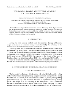 Horizontal drains as effective measure for landslide remediation