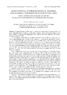 Geostatistical hydrogeochemical 3D model for Kłodzko underground water intake area. Part I. Estimation of basic statistics on quality parameters of underground waters