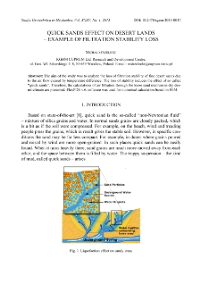 Quick sands effect on desert lands - example of filtration stability loss