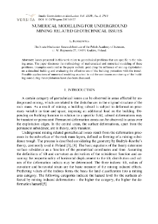 Numerical modelling for underground mining related geotechnical issues