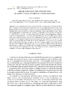 Shear forces in the connection of structural elements under bending