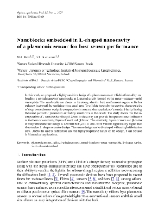 Nanoblocks embedded in L-shaped nanocavity of a plasmonic sensor for best sensor performance