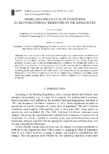 Modelling spillway flow conditions at Złotniki storage reservoir on the Kwisa river