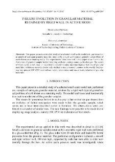 Failure evolution in granular material retained by rigid wall in active mode