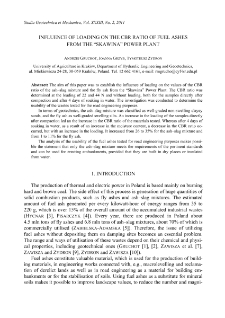 Influence of loading on the CBR ratio of fuel ashes from the "Skawina" power plant