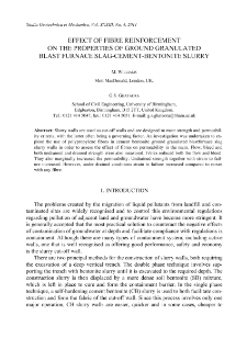Effect of fibre reinforcement on the properties of ground granulated blast furnace slag-cement-bentonite slurry