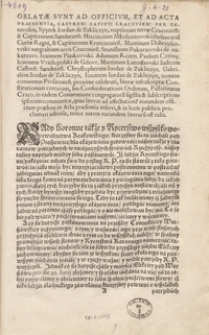 [Konfederacja wojew&oacute;dztwa krakowskiego pod Proszowicami, Inc.]: Oblatae Sunt Ad Officium Et Ad Acta Praesentia [...] [exp.:] Anno Domini Millesimo Quingentesimo Octuagesimo Septimo