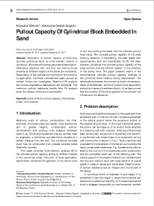 Pullout Capacity Of Cylindrical Block Embedded In Sand