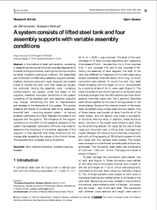 A system consists of lifted steel tank and four assembly supports with variable assembly conditions