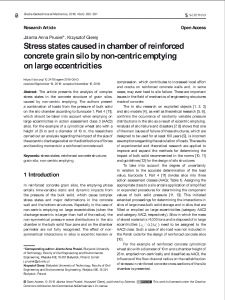 Stress states caused in chamber of reinforced concrete grain silo by non-centric emptying on large eccentricities