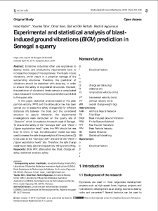 Experimental and statistical analysis of blastinduced ground vibrations (BIGV) prediction in Senegal’s quarry