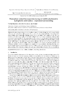 Three-phase contact line expansion during air bubble attachment to hydrophobic solid surface - experiment and modeling