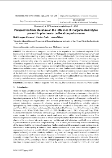 Perspectives from literature on the influence of inorganic electrolytes present in plant water on flotation performance