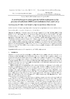 A novel technique to investigate the bubble coalescence in the presence of surfactant (MIBC) and electrolytes (NaCl and CaCl2)