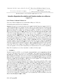 Selective dispersion-flocculation and flotation studies on a siliceousc opper ore