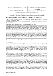 Dissolution kinetics of hemimorphite in methane sulfonic acid