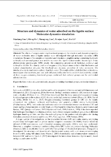 Structure and dynamics of water adsorbed on the lignite surface: Molecular dynamics simulation