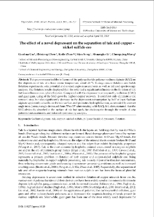 The effect of a novel depressant on the separation of talc and copper –nickel sulfide ore