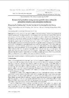 Removal of quinoline using various particle sizes anthracite: adsorption kinetics and adsorption isotherms