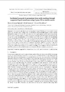 Facilitated transport of germanium from acidic medium through supported liquid membrane using Cyanex 301 as mobile carrier